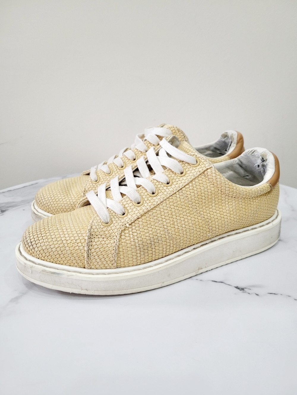 $165 Lauren Ralph Lauren Angelina Straw Design Sneaker Shoes Size: 8 US